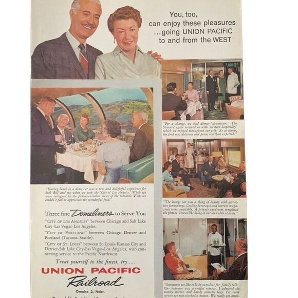 Vintage 1960 Union Pacific Railroad Enjoy These Pleasures Ad Advertisement - Picture 3 of 4